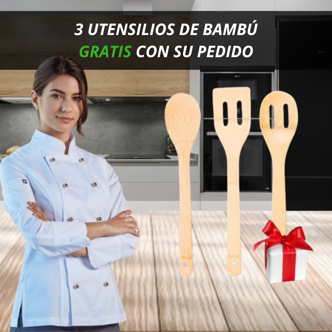 SARTÉN WOK Antiadherente + 3 Utensilios + Guía 950 Recetas